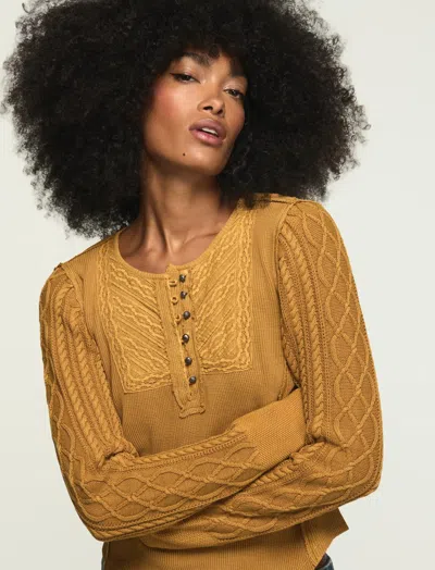 Lucky Brand Women's Pintuck Sweater Mix Henley In Nude
