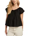 Lucky Brand Eyelet Trim Pintuck Button-up Top In Meteorite