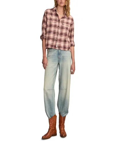 Lucky Brand Women's Plaid Cotton Flannel Button-front Shirt In Blue