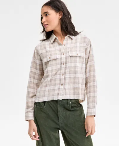 Lucky Brand Women's Plaid Cotton Flannel Button-front Shirt In Neutral