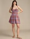 Lucky Brand Plaid Smocked Sleeveless Cotton Minidress In Multi