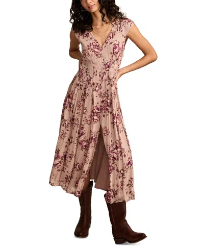 Lucky Brand Women's Pleated Button Down Midi Dress In Pink Floral