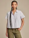 Lucky Brand Stripe Short Sleeve Cotton Poplin Button-up Shirt In Multi