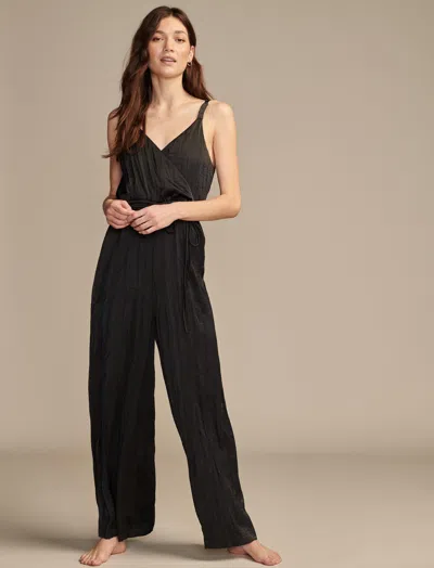 Lucky Brand Women's Pleated Satin Jumpsuit In Black