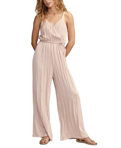 Lucky Brand Women's Pleated Satin Jumpsuit In Sepia Rose