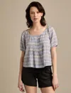 Lucky Brand Women's Pleated Short Sleeve Top In Blue