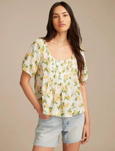 LUCKY BRAND WOMEN'S PLEATED SHORT SLEEVE TOP