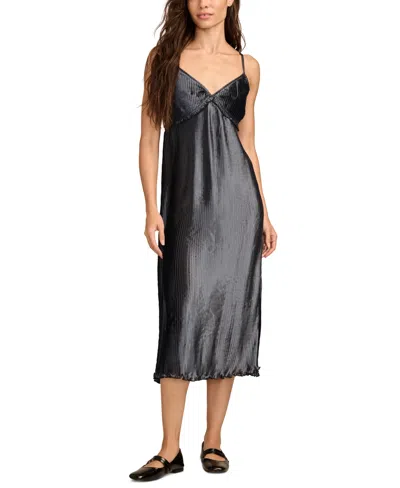 Lucky Brand Pleated Satin Midi Dress In Mood Indigo