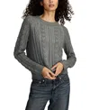 Lucky Brand Women's Pointelle Crewneck Sweater In Gray