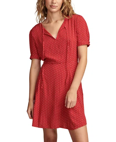 Lucky Brand Women's Polka Dot Fit & Flare Mini Dress In Red  Cream Dot