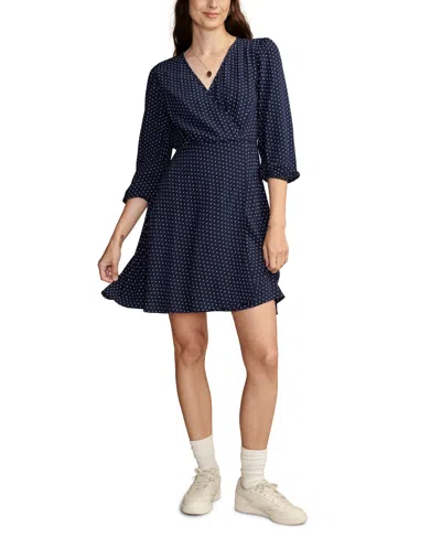 Lucky Brand Women's Polka Dot Wrap Dress In Navy  Cream Dot