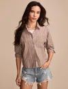 Lucky Brand Stripe Crop Poplin Button-up Shirt