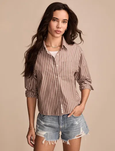 Lucky Brand Women's Poplin Cropped Button Down