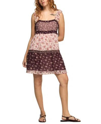 Lucky Brand Women's Print Mix Ruffle Mini Dress In Multi