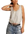 Lucky Brand Ruffle Tie Neck Cotton Top