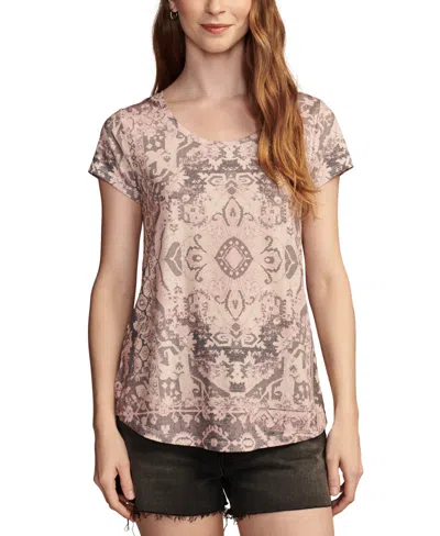 Lucky Brand Women's Printed Crewneck T-shirt In Pink Combo