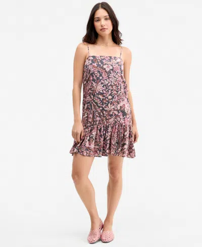 Lucky Brand Women's Printed Drop-waist Mini Day Dress In Pink Paisley Floral