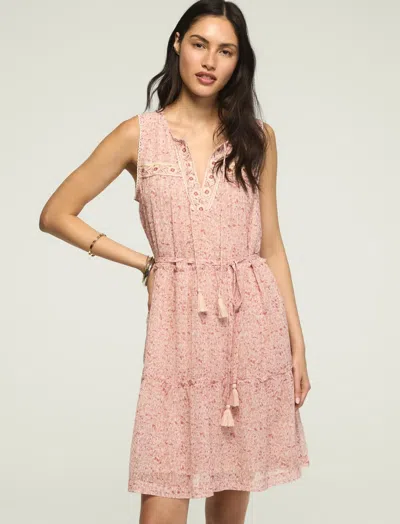 Lucky Brand Women's Printed Embroidered Yoke Mini Dress In Pink