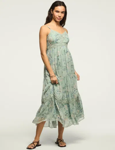 Lucky Brand Women's Printed Lace Tiered Midi Dress In Green