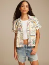 Lucky Brand Print Linen Blend Short Sleeve Button-up Camp Shirt In Multi