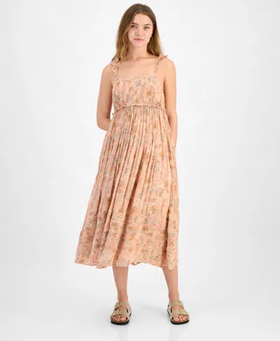 Lucky Brand Women's Printed Ruffle Sleeve Midi Dress In Pink Floral