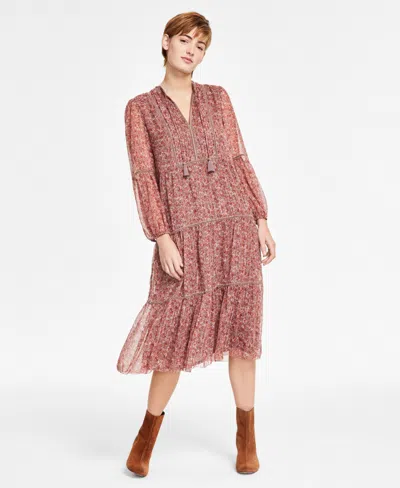 Lucky Brand Women's Printed Shine Chiffon Maxi Dress In Pink Floral