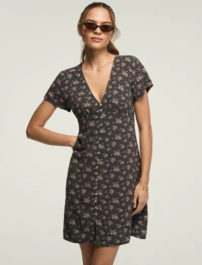 Lucky Brand Women's Printed Short Sleeve Simone Mini Dress In Black