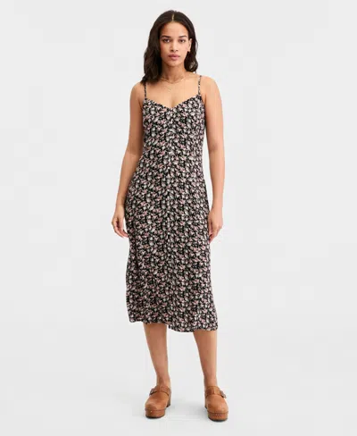 Lucky Brand Women's Printed Simone Slip Dress In Black