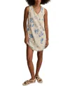 Lucky Brand Mixed Print Linen Blend Sleeveless Minidress