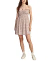 Lucky Brand Print Smocked Sleeveless Minidress In Pink Champagne Multi