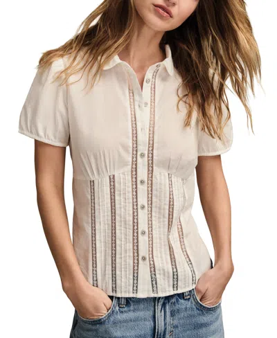 Lucky Brand Women's Puff-sleeve Button-down Shirt In White