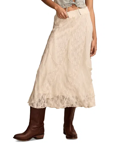 Lucky Brand Women's Pull-on Lace Midi Skirt In Cream