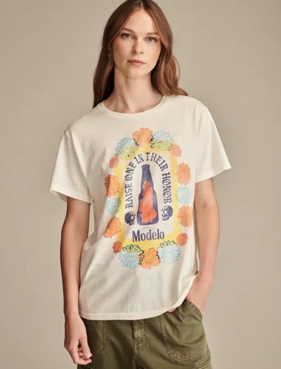 Lucky Brand Women's Raise One In Their Honor Boyfriend Tee In White