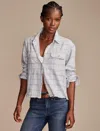 Lucky Brand Women's Cotton Raw-edge Cropped Plaid Shirt In Blue
