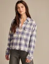 Lucky Brand Raw Edge Plaid Button-up Shirt In Purple