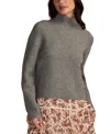 Lucky Brand Women's Ribbed Mock-neck Sweater In Gray