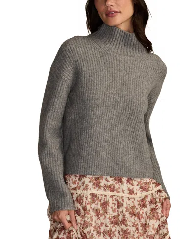Lucky Brand Women's Ribbed Mock-neck Sweater In Gray