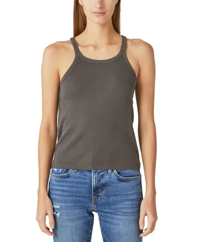 Lucky Brand Women's Ribbed Scoop-neck Tank Top In Raven