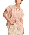 Lucky Brand Women's Roll-cuff Button-front Shirt In Cream Stripe