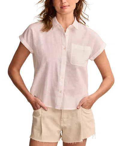 Lucky Brand Women's Rolled-sleeve Button-down Shirt In Bright White