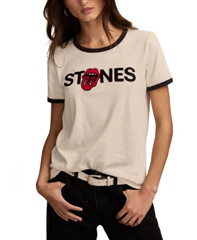 Lucky Brand Women's Rolling Stones Graphic Cotton Ringer T-shirt In Neutral