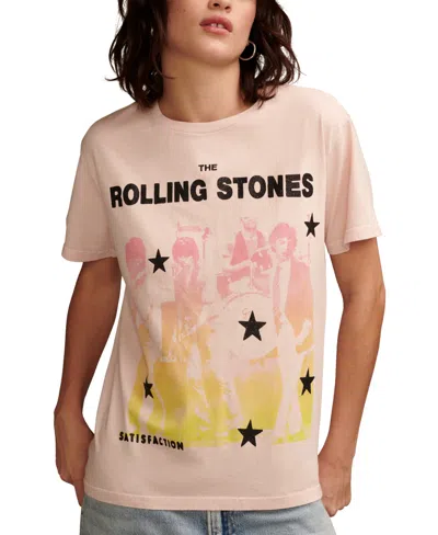 Lucky Brand Women's Rolling Stones Satisfaction Boyfriend Cotton T-shirt In Sepia Rose