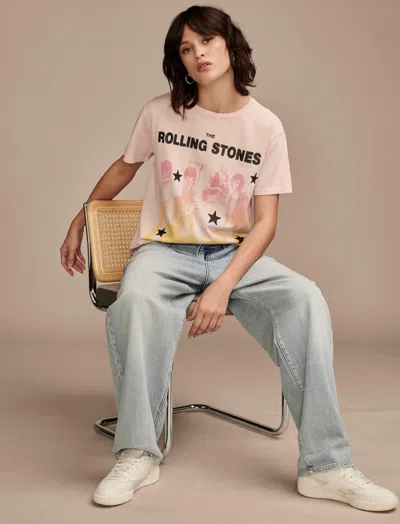 Lucky Brand Women's Rolling Stones Satisfaction Boyfriend Tee In Pink