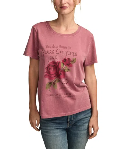 Lucky Brand Women's Rose Culture Classic Crewneck T-shirt In Pink