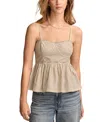 LUCKY BRAND WOMEN'S RUCHED CORSET BABYDOLL COTTON CAMI TOP