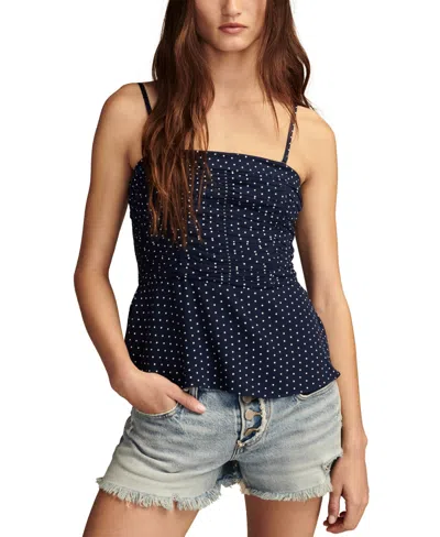 Lucky Brand Women's Ruched Polka Dot Tube Top In Blue