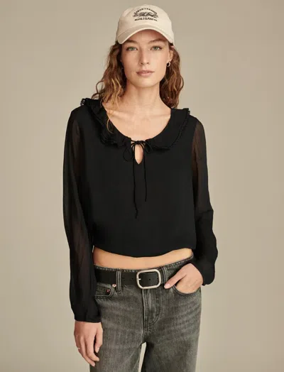 Lucky Brand Women's Ruffle Collared Blouse In Black