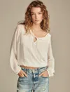 Lucky Brand Women's Ruffle-collar Long-sleeve Top In White