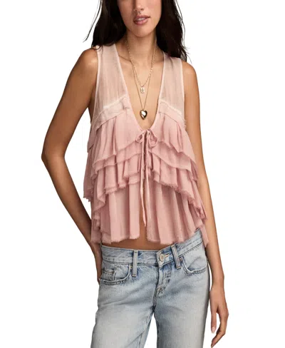 Lucky Brand Flyaway Ruffle Tank Top In Pink