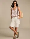 Lucky Brand Ruffle Tie Neck Cotton Top In White